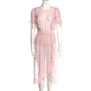 For Love and Lemons Dorothy Ruffle Gingham Pink Midi Dress